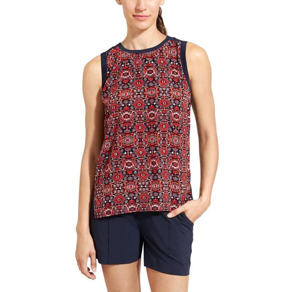 Athleta Tank Top Women's Large Red Blue Tribal Print Sleeveless Boho Lightweight - Picture 1 of 9